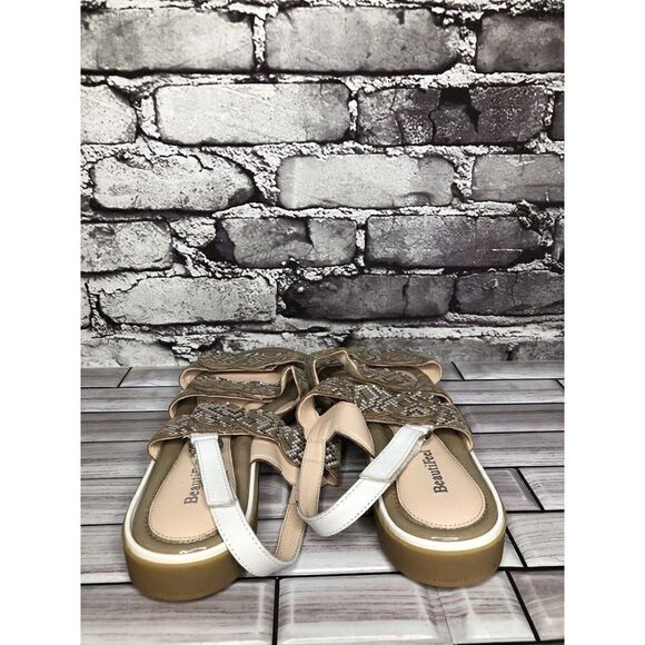 Beautifeel Taupe Patent Leather White Dotted Strap Sandals Women’s Sz 41EU/10.5M - Picture 9 of 16